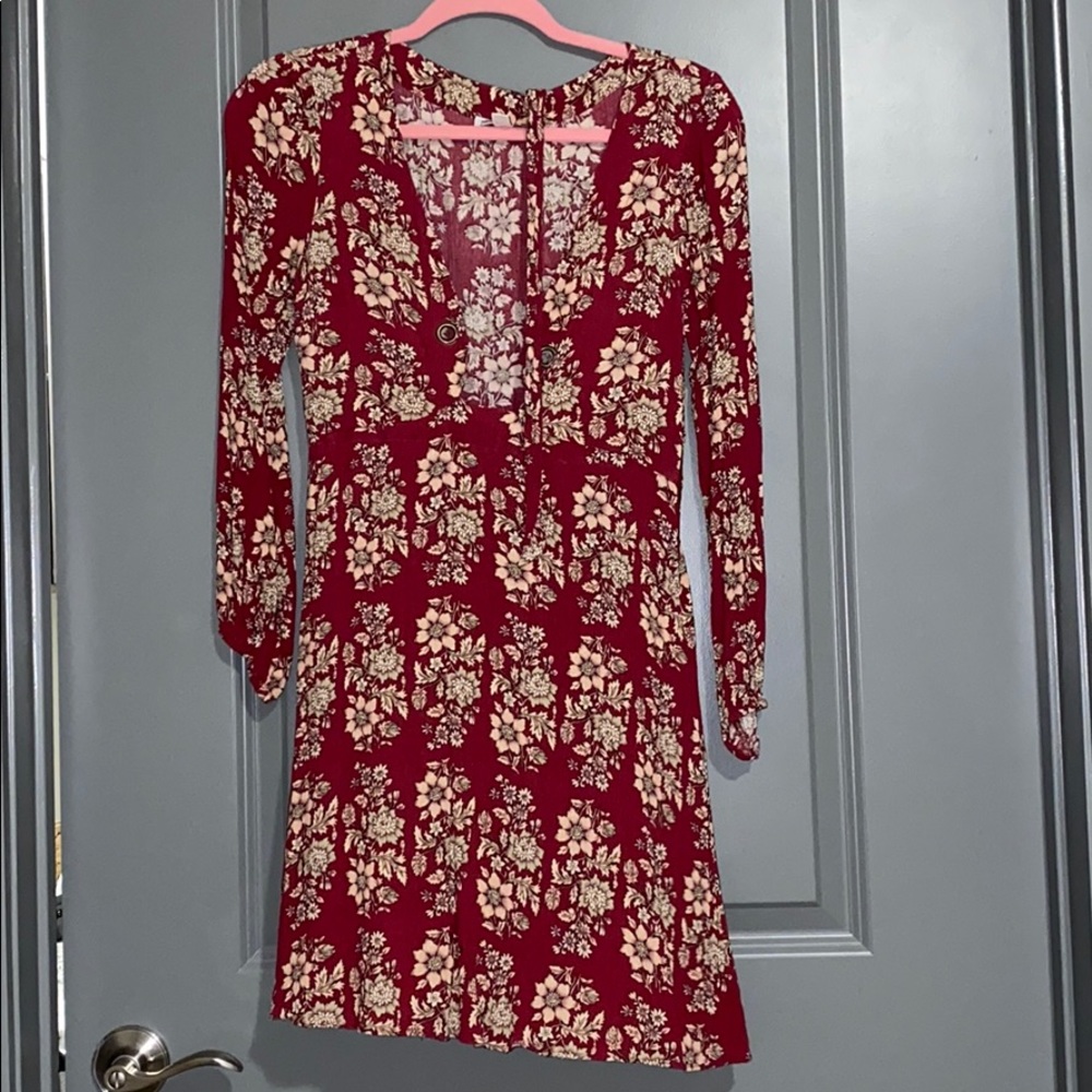 Red floral dress